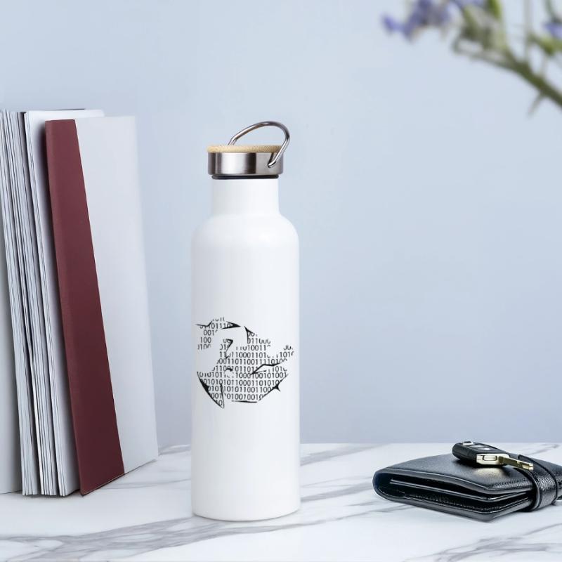 binary code Thermal Bottle with Bamboo Lid