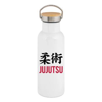 Jujutsu Jiu Jitsu Jiujitsu Ju-jitsu Jiu-jitsu - Thermal Bottle with Bamboo Lid - white - Right