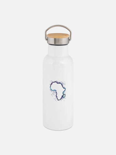 Afrika - Thermosflasche mit Bambusdeckel - Weiß