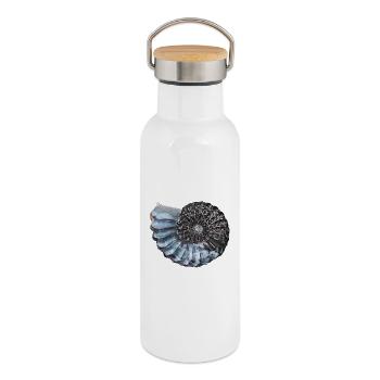 Ammonit mit wunderschöner Lobenlinie - Thermosflasche mit Bambusdeckel - Weiß - Rechts