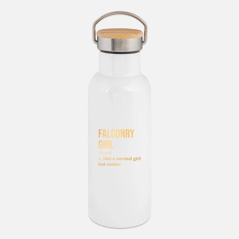 Falconry - Thermal Bottle with Bamboo Lid - white