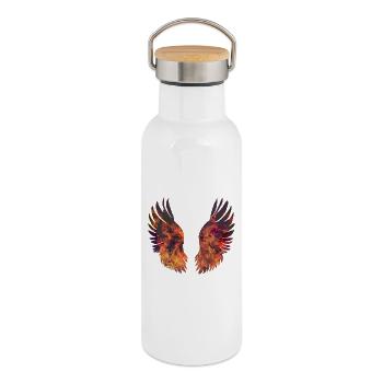 Hell brennende Flügel - Thermosflasche mit Bambusdeckel - Weiß - Rechts