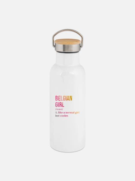 Belgien Belgien Belgien - Thermosflasche mit Bambusdeckel - Weiß