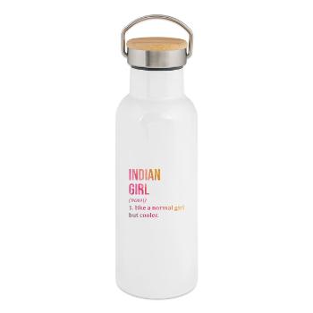 Indien - Thermosflasche mit Bambusdeckel - Weiß - Rechts