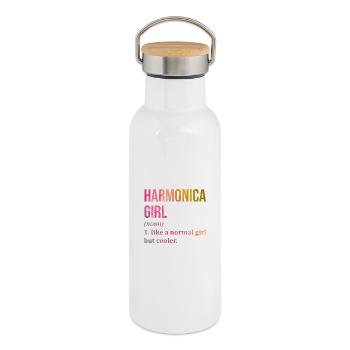 harmonica - Gourde isotherme avec bouchon en bambou - blanc - Droite