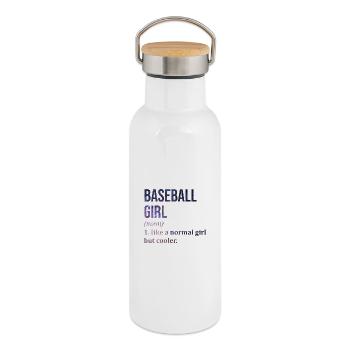 Baseball - Thermosflasche mit Bambusdeckel - Weiß - Rechts