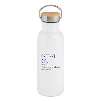 Crochet - Thermal Bottle with Bamboo Lid - white - Right
