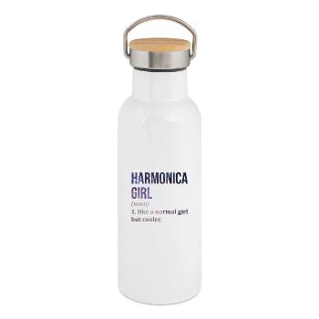 harmonica - Gourde isotherme avec bouchon en bambou - blanc - Droite