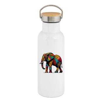 Elephant - Thermal Bottle with Bamboo Lid - white - Right