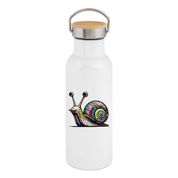 Snail - Thermal Bottle with Bamboo Lid - white - Right