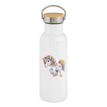 🦄 Magical Watercolor Unicorn - Hand-Painted - Thermal Bottle with Bamboo Lid - white - Right