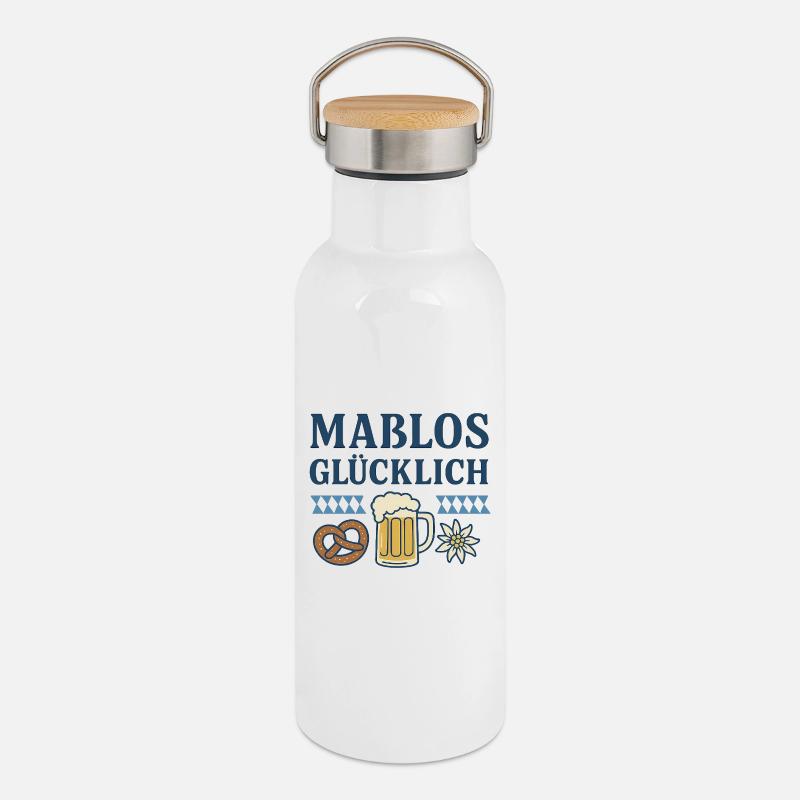 Incommensurablement heureux - Gourde isotherme avec bouchon en bambou - blanc