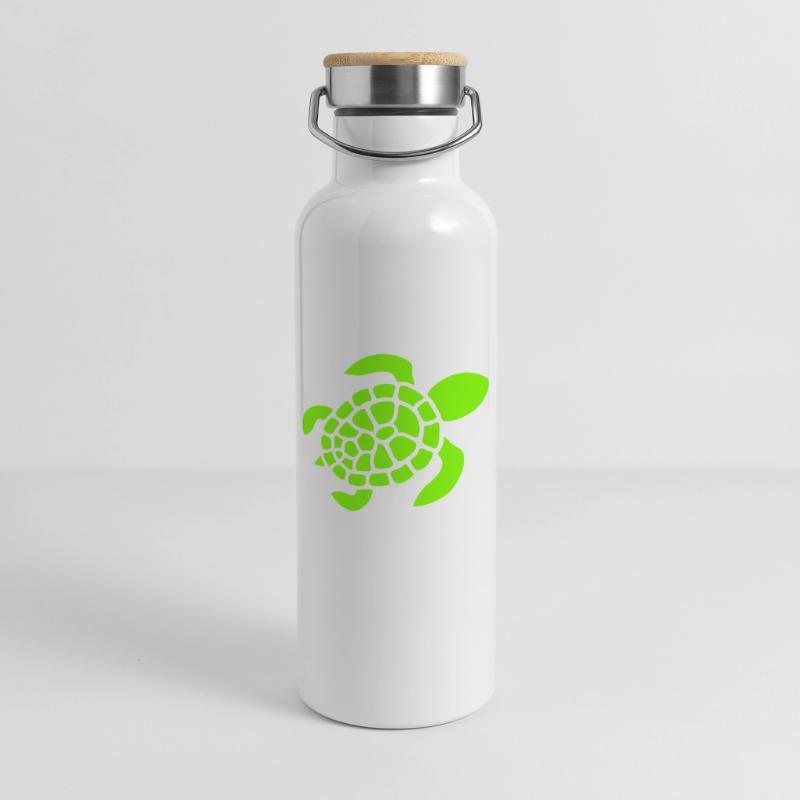 Turtle Logo Turtle Shell Pattern Icon Thermal Bottle with Bamboo Lid