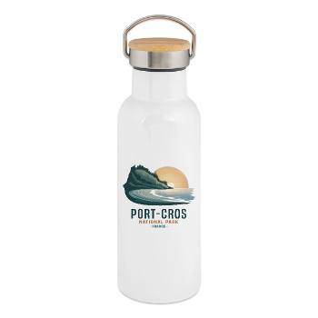 Port-Cros Nationalpark Mediterranes Souvenir - Thermosflasche mit Bambusdeckel - Weiß - Rechts
