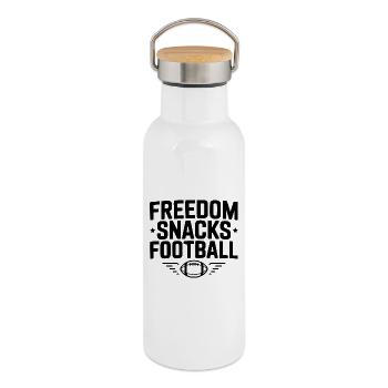 Freedom, Snacks, Football - Thermal Bottle with Bamboo Lid - white - Right