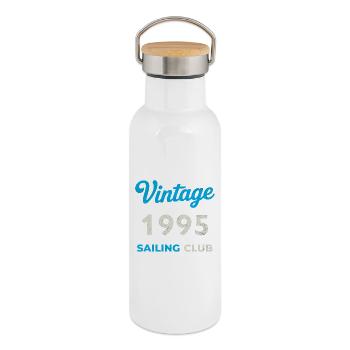 Vintage 1995 – Sailing Club Retro Birth Year - Thermal Bottle with Bamboo Lid - white - Right