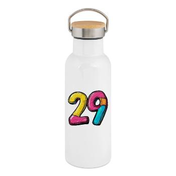 29 Zahl Bunt - Thermosflasche mit Bambusdeckel - Weiß - Rechts