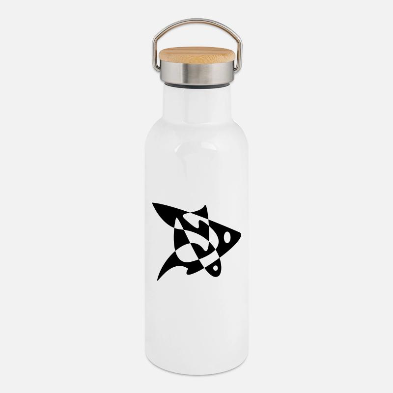 Puzzle Fish - Thermal Bottle with Bamboo Lid - white