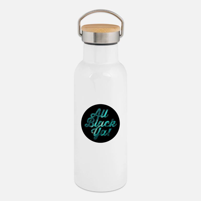 All Black Ya Galaxy Lettering - Thermal Bottle with Bamboo Lid - white
