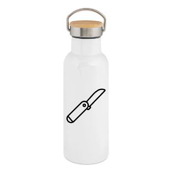 couteau suisse - Gourde isotherme avec bouchon en bambou - blanc - Droite