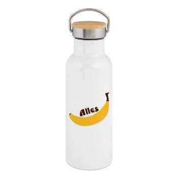 all banana - Thermal Bottle with Bamboo Lid - white - Right