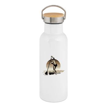 Standup Paddleboarding - SUP - Thermosflasche mit Bambusdeckel - Weiß - Rechts
