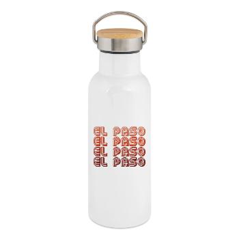 El Paso Gradient Retro Muster - Thermosflasche mit Bambusdeckel - Weiß - Rechts