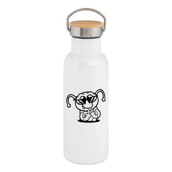 Caterpillar Middle Finger Insult Hole Sunglasses - Thermal Bottle with Bamboo Lid - white - Right