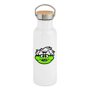 Frosch Frau Hübsch Kröte Lustig Weiblich Mädchen - Thermosflasche mit Bambusdeckel - Weiß - Rechts