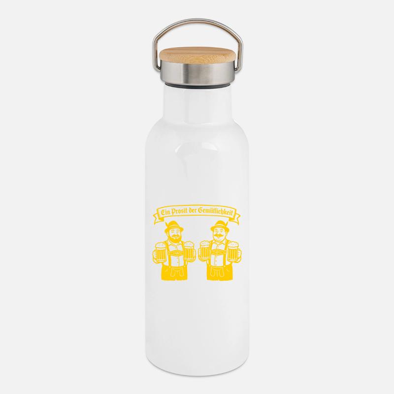 Bier männer - Ein Prosit der Gemütlichkeit - Gourde isotherme avec bouchon en bambou - blanc