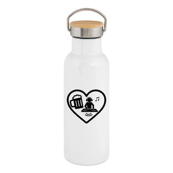 Heart DJ Beer - Thermal Bottle with Bamboo Lid - white - Right