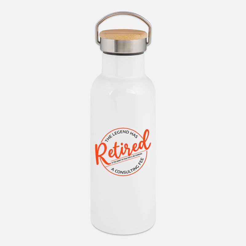 La leggenda si è ritirato Funny Pensionato - Thermos con coperchio in bambù - bianco