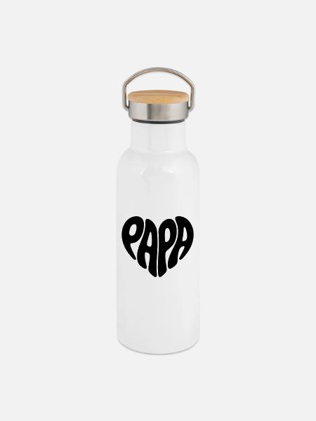 Papa - Thermosflasche mit Bambusdeckel - Weiß
