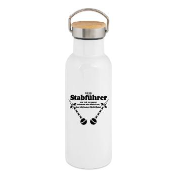 Fanfahrenzug, Spielmannszug,MusikzugStabführer(25) - Thermosflasche mit Bambusdeckel - Weiß - Rechts