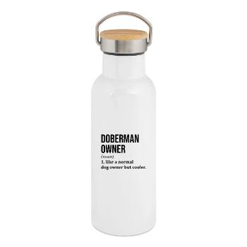 Doberman - Gourde isotherme avec bouchon en bambou - blanc - Droite