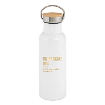 Patinage en ligne - Gourde isotherme avec bouchon en bambou - blanc - Droite