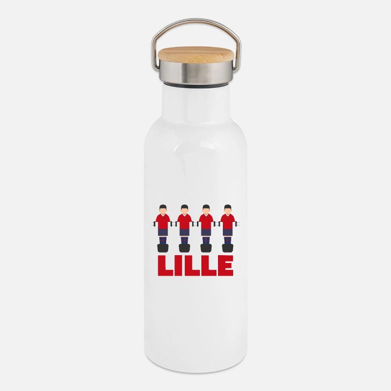 Lille - Thermosflasche mit Bambusdeckel - Weiß