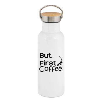 But first Coffee - Thermosflasche mit Bambusdeckel - Weiß - Rechts