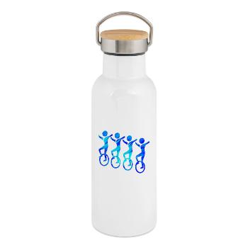 4er Unicycle | Unicycling Freestyle - Thermal Bottle with Bamboo Lid - white - Right
