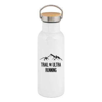 Trail Running et Ultra Running - Gourde isotherme avec bouchon en bambou - blanc - Droite