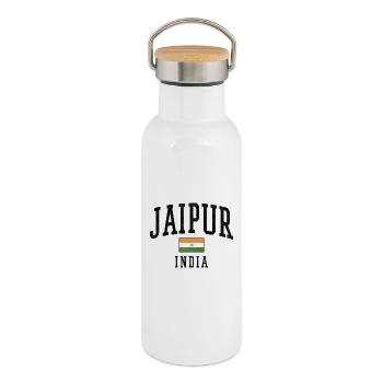 Jaipur India Flag Motif Graphic - Thermal Bottle with Bamboo Lid - white - Right