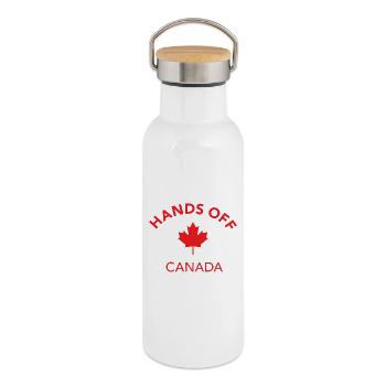NE TOUCHEZ PAS AU CANADA - Gourde isotherme avec bouchon en bambou - blanc - Droite