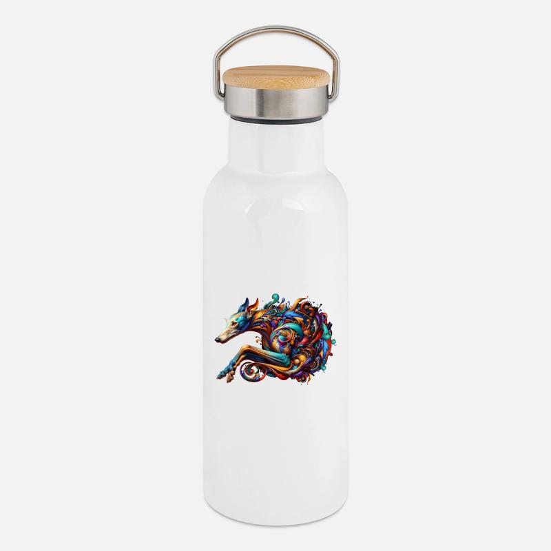 Galgo Graphics - Thermal Bottle with Bamboo Lid - white
