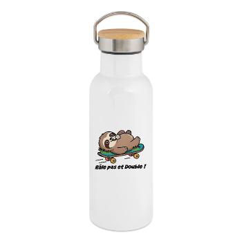 Wohnwagenaufkleber, Kastenwagenrassel und Doppelaufkleber! - Thermosflasche mit Bambusdeckel - Weiß - Rechts