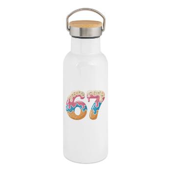 Donut 69 Frosting NeonPrint - Thermal Bottle with Bamboo Lid - white - Right