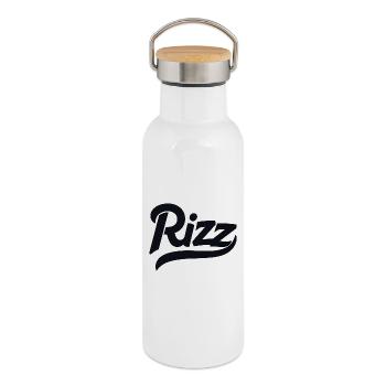 Rizz - Gourde isotherme avec bouchon en bambou - blanc - Droite