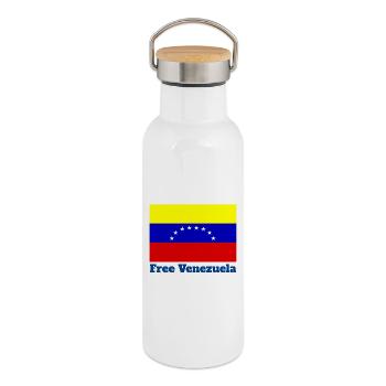Venezuela, freedom, Caracas, South America - Thermal Bottle with Bamboo Lid - white - Right