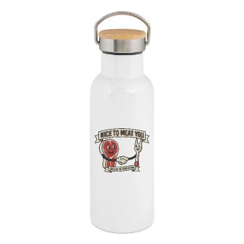 Steak Persillé Humour Grillardin - Thermal Bottle with Bamboo Lid - white - Right