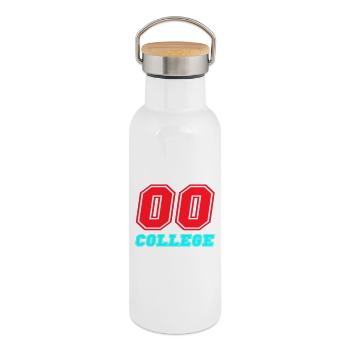 00 College Neon-Emblem - Thermosflasche mit Bambusdeckel - Weiß - Rechts