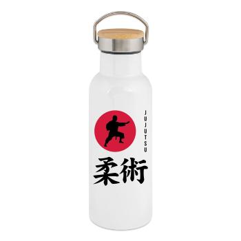 Jujutsu Jiu Jitsu Jiujitsu Ju-jitsu Jiu-jitsu - Thermal Bottle with Bamboo Lid - white - Right